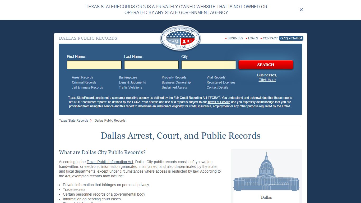 Dallas Arrest and Public Records | Texas.StateRecords.org